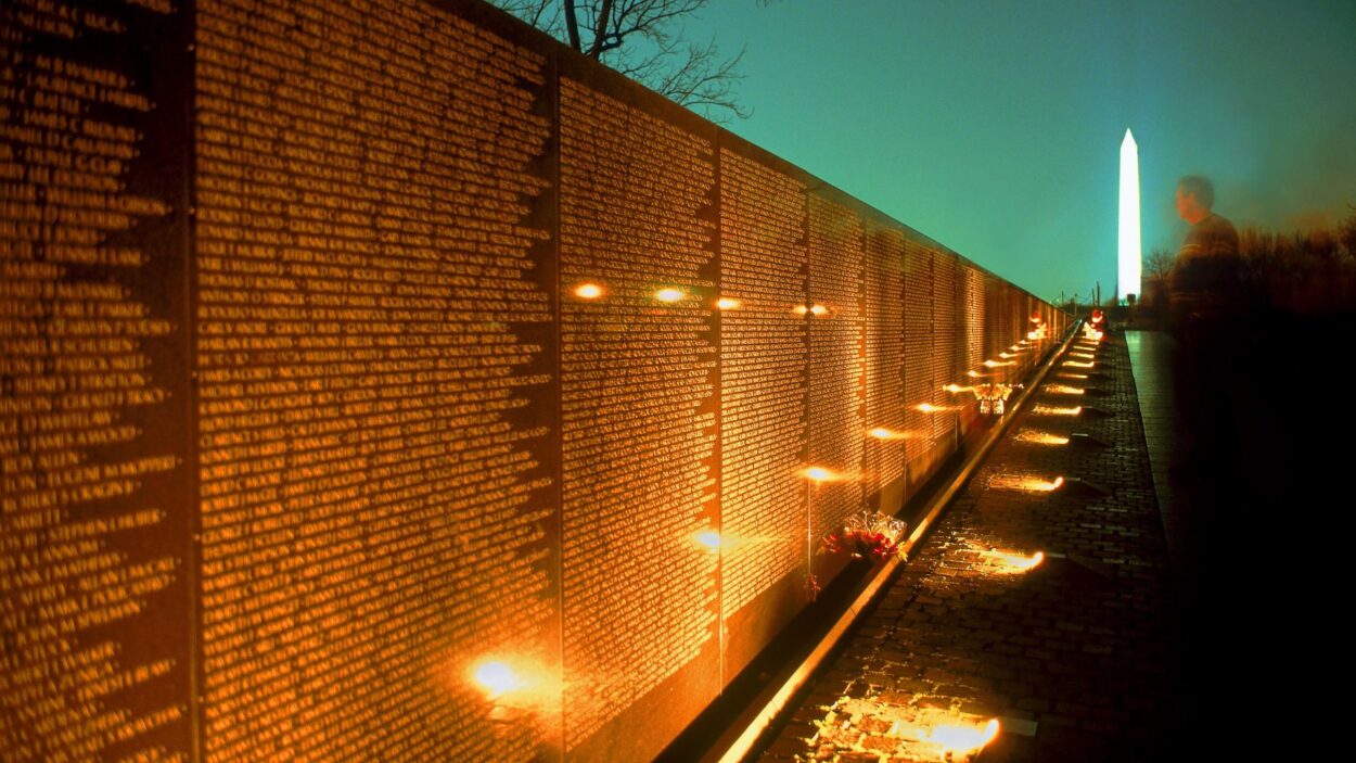 Vietnam War Memorial At Night Washington Dc